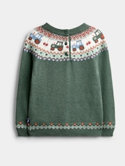 JoJo Maman Bébé Green Tractor Tractor Fairisle Knitted Jumper & Leggings Set - Image 3 of 7