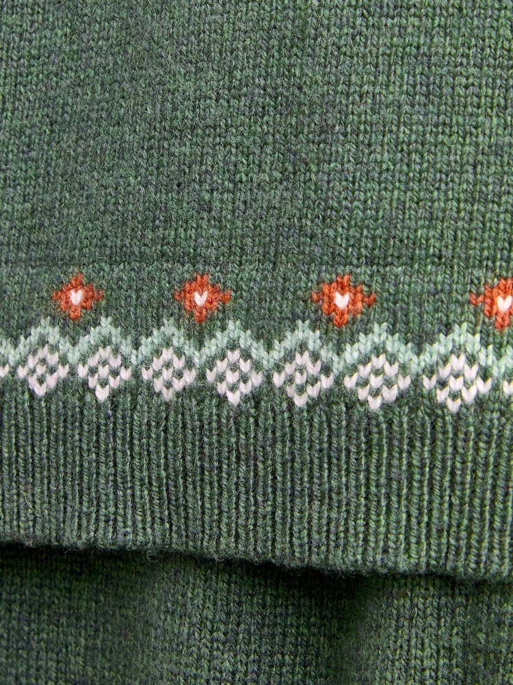JoJo Maman Bébé Green Tractor Tractor Fairisle Knitted Jumper & Leggings Set - Image 7 of 7