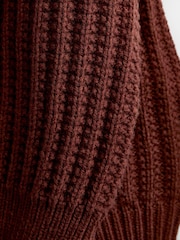 JoJo Maman Bébé Mid Brown Floral Embroidered Rib Knit Cardigan - Image 4 of 4