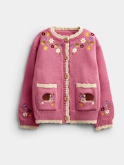 JoJo Maman Bébé Rust Orange Hedgehog Appliqué Knit Cardigan - Image 1 of 4