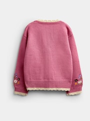 JoJo Maman Bébé Rust Orange Hedgehog Appliqué Knit Cardigan - Image 2 of 4