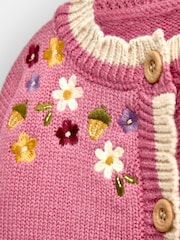 JoJo Maman Bébé Rust Orange Hedgehog Appliqué Knit Cardigan - Image 4 of 4