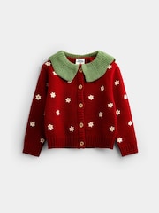 JoJo Maman Bébé Red Strawberry Cardigan & Beret Set - Image 3 of 8