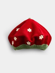 JoJo Maman Bébé Red Strawberry Cardigan & Beret Set - Image 5 of 8