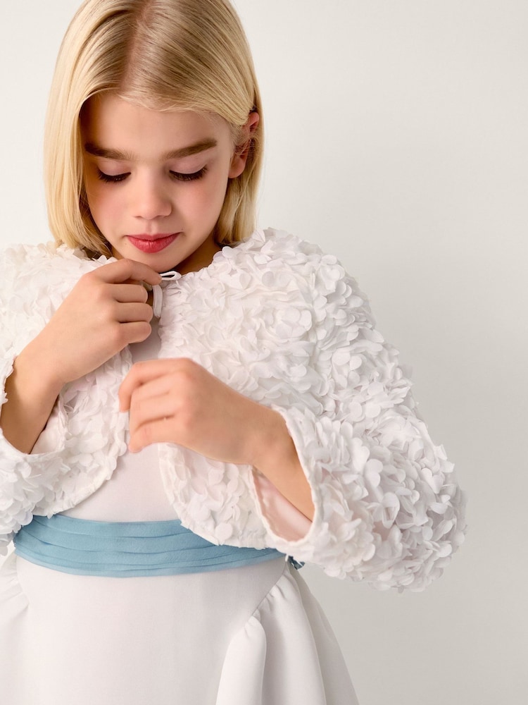 Monsoon Cream Appliqué Rose Cropped Jacket - Image 1 of 4