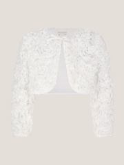 Monsoon Cream Appliqué Rose Cropped Jacket - Image 2 of 4