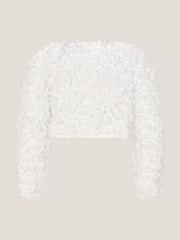 Monsoon Cream Appliqué Rose Cropped Jacket - Image 3 of 4