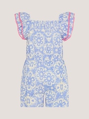 Monsoon Blue Batik Print Ruffle Playsuit - Image 2 of 3