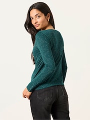 Göy Mavi - FatFace Sparkle Cowl Neck Long Sleeve Top - 5şəkildən 2 şəkil