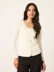 FatFace Bethan 2 in 1 Ivory Lace Button Up Top with Jersey Cami - Image 1 of 7