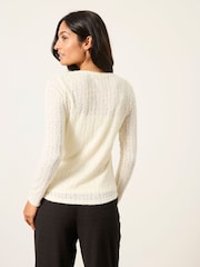 FatFace Bethan 2 in 1 Ivory Lace Button Up Top with Jersey Cami - Image 2 of 7