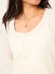 FatFace Bethan 2 in 1 Ivory Lace Button Up Top with Jersey Cami - Image 3 of 7