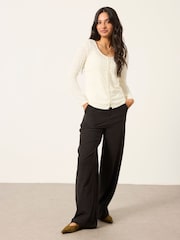 FatFace Bethan 2 in 1 Ivory Lace Button Up Top with Jersey Cami - Image 4 of 7