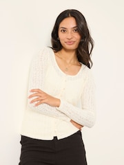 FatFace Bethan 2 in 1 Ivory Lace Button Up Top with Jersey Cami - Image 5 of 7