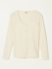 FatFace Bethan 2 in 1 Ivory Lace Button Up Top with Jersey Cami - Image 6 of 7
