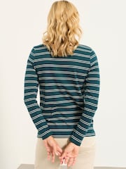 Petrolblau - FatFace Long Sleeve Stripe T-Shirt - Bild 4 von 5