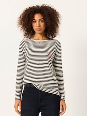 Elfenbein Metallic - FatFace Long Sleeve Stripe T-Shirt - Bild 1 von 6