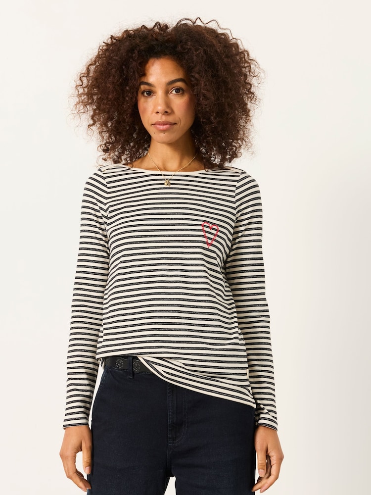 Elfenbein Metallic - FatFace Long Sleeve Stripe T-Shirt - Bild 1 von 6 Elfenbein Metallic - FatFace Long Sleeve Stripe T-Shirt - Bild 1 von 6