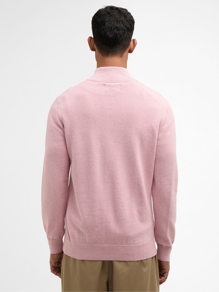 Barbour® Pink Cotton Half Zip Knitted Jumper - Image 2 of 6
