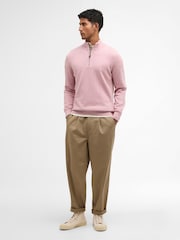 Barbour® Pink Cotton Half Zip Knitted Jumper - Image 3 of 6