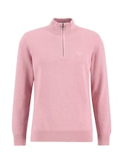Barbour® Pink Cotton Half Zip Knitted Jumper - Image 5 of 6