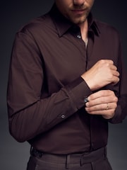 Brown N. Premium Cotton Stretch Shirt Tonal and Tie Clip Set - Image 4 of 4