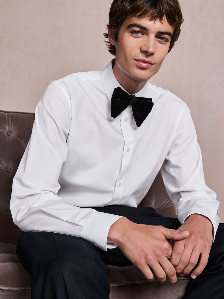 White/Black Formal Shirts 2 Pack With Velvet Bow Tie - Image 2 of 15 White/Black Formal Shirts 2 Pack With Velvet Bow Tie - Image 2 of 15
