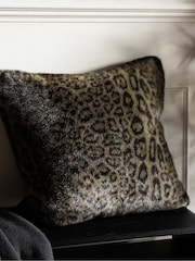 Rockett St George Black Faux Fur Panther Cushion - Image 1 of 6