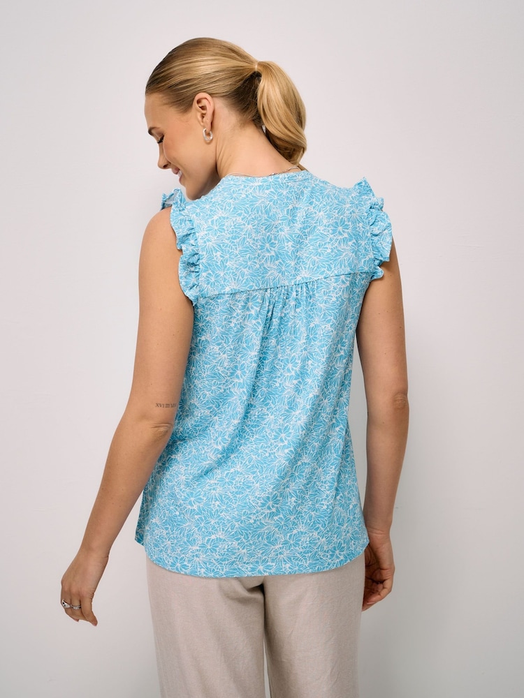 ブルー - Crew Clothing Lydia コットンリネンブラウス - 画像 2 / 5