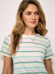 イエロー - Crew Clothing Company コットン ボーダー Tシャツ - 画像 4 / 5