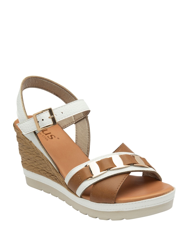 Lotus White Wedge Open-Toe Sandals - Image 1 of 4 Lotus White Wedge Open-Toe Sandals - Image 1 of 4