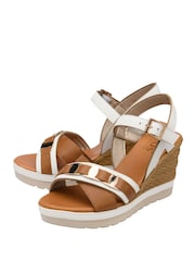 Lotus White Wedge Open-Toe Sandals - Image 2 of 4