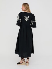 Raffya Black Arianna V-Neck Embroidered Maxi Dress - Image 2 of 4