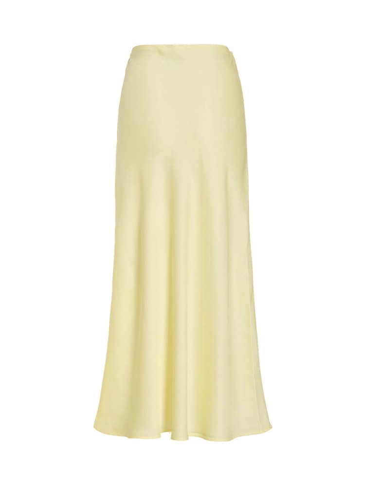 VILA Yellow High Wasited Satin Midi Skirt - Image 7 of 7
