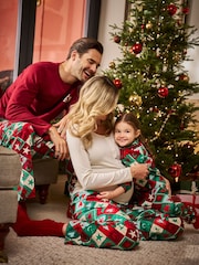 Seraphine Green & Red Print Celestial Family Matching Christmas Pyjama Set - Image 6 of 8