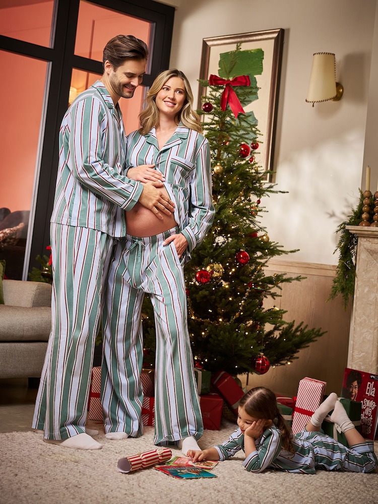 Seraphine Green Unisex Stripe Family Matching Christmas Pyjama Set - Image 1 of 9