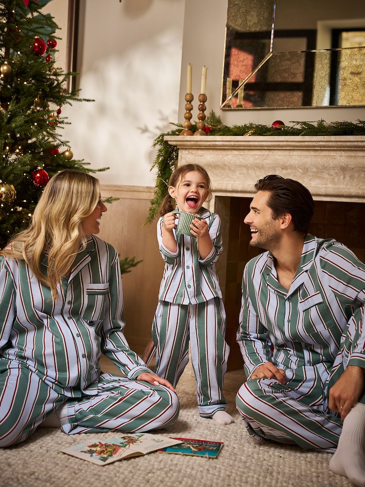Seraphine Green Unisex Stripe Family Matching Christmas Pyjama Set - Image 9 of 9