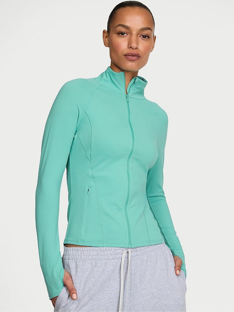 Victoria's Secret Dusty Turquoise Blue Elevate™ Full Zip Jacket - Image 1 of 2 Victoria's Secret Dusty Turquoise Blue Elevate™ Full Zip Jacket - Image 1 of 2