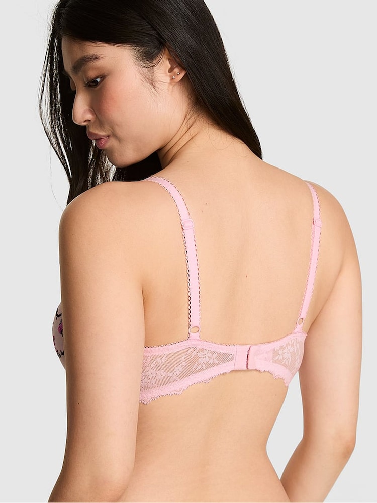 Victoria's Secret Pink Pink Tulip Lightly Lined Cute But Dangerous Embroidery Bra - Image 2 of 2 Victoria's Secret Pink Pink Tulip Lightly Lined Cute But Dangerous Embroidery Bra - Image 2 of 2