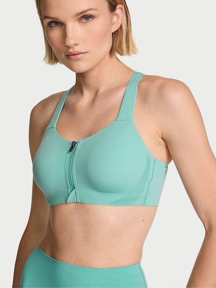 Victoria's Secret Dusty Turquoise Blue Front Close Knockout™ High Impact Sports Bra - Image 1 of 2 Victoria's Secret Dusty Turquoise Blue Front Close Knockout™ High Impact Sports Bra - Image 1 of 2