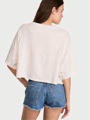 Victoria's Secret Coconut White Logo Cotton Oversized Cropped Top - Image 2 of 2