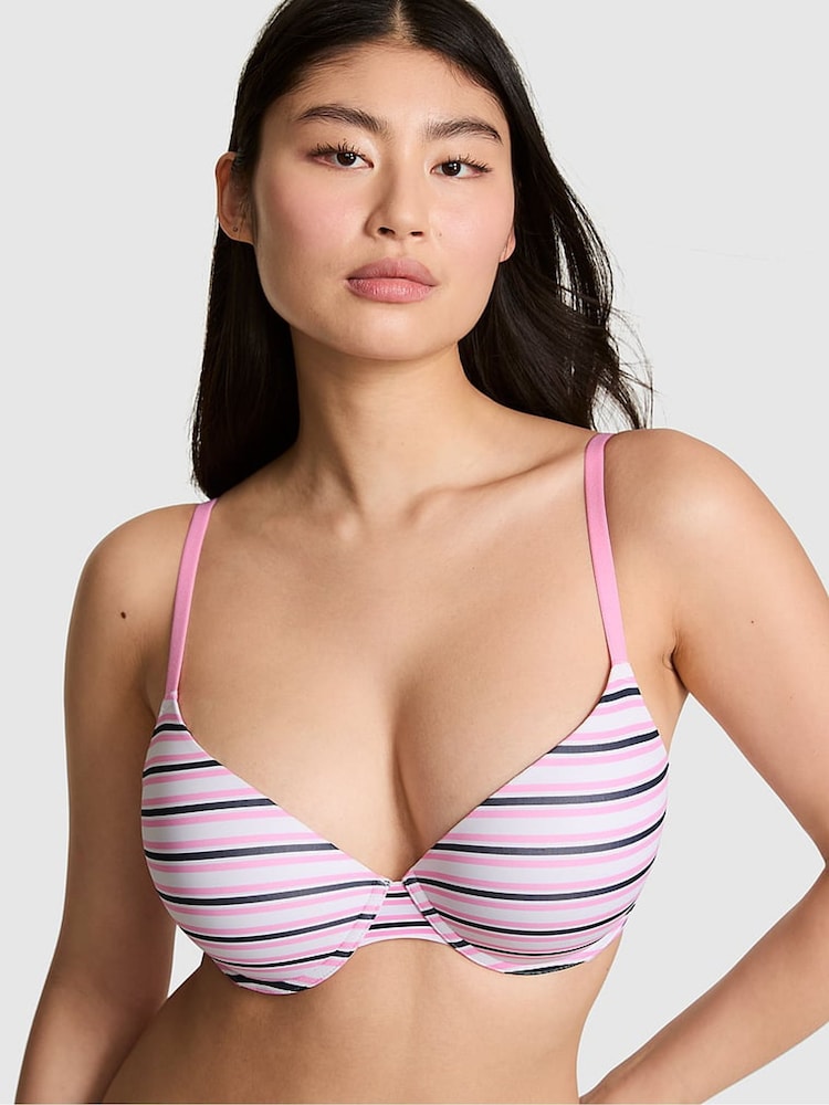 Victoria's Secret Pink Pink Lollipop Stripe Push Up Bra - Image 1 of 2 Victoria's Secret Pink Pink Lollipop Stripe Push Up Bra - Image 1 of 2