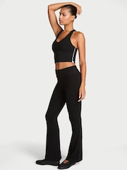 Victoria's Secret Black Logo Cotton Foldover Flare Leggings - Image 1 of 2