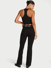Victoria's Secret Black Logo Cotton Foldover Flare Leggings - Image 2 of 2