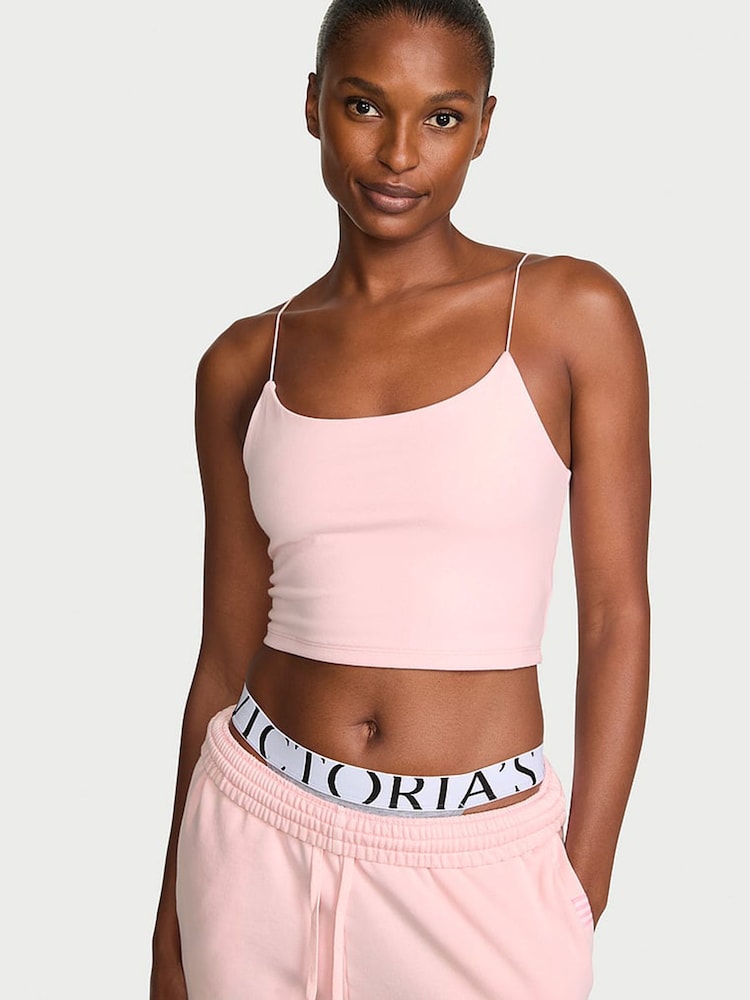 Victoria's Secret Angel Pink Cotton Cropped Cami Top - Image 2 of 3 Victoria's Secret Angel Pink Cotton Cropped Cami Top - Image 2 of 3