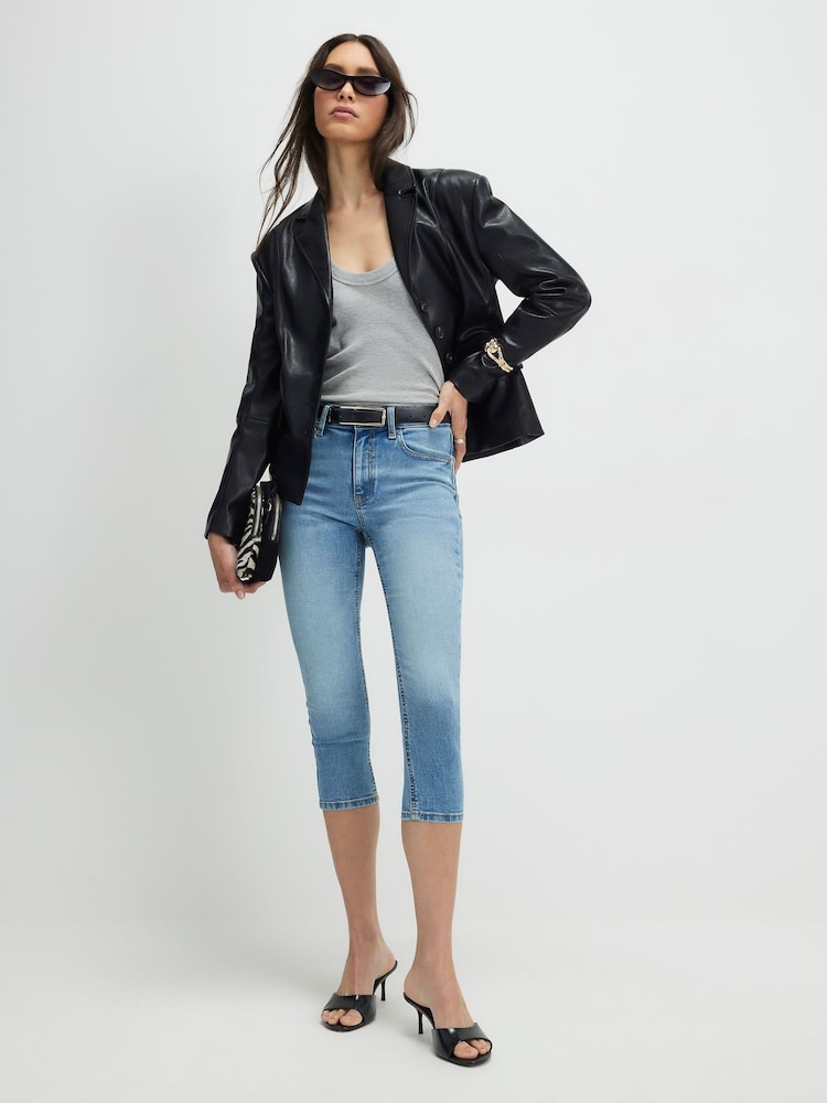 River Island Blue Mid Rise Skinny Fit Capri Jeans - Image 1 of 4