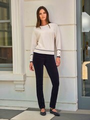 Pure Collection Cream Tipped Dolman Button Jumper - Image 3 of 3