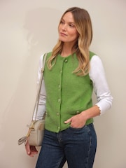 Pure Collection Alpaca Wool Fluffy Green Waistcoat - Image 1 of 2