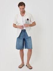 Threadbare Abstract Beach Print Cotton Poplin Short Sleeve Shirt - Billede 4 af 5