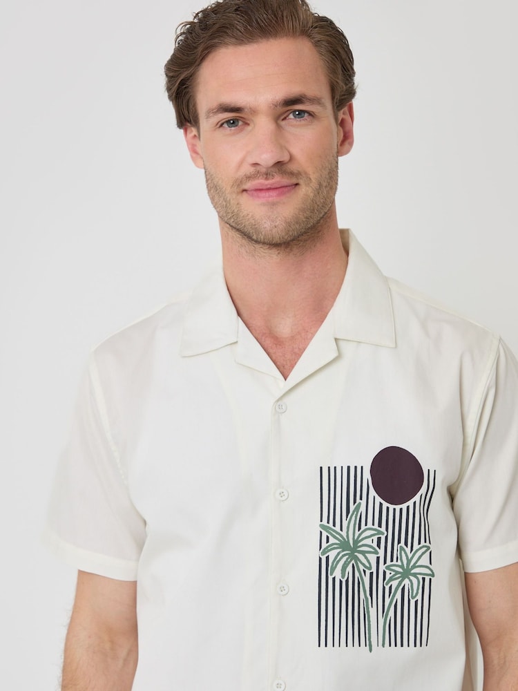 Threadbare Abstract Beach Print Cotton Poplin Short Sleeve Shirt - Billede 5 af 5 Threadbare Abstract Beach Print Cotton Poplin Short Sleeve Shirt - Billede 5 af 5